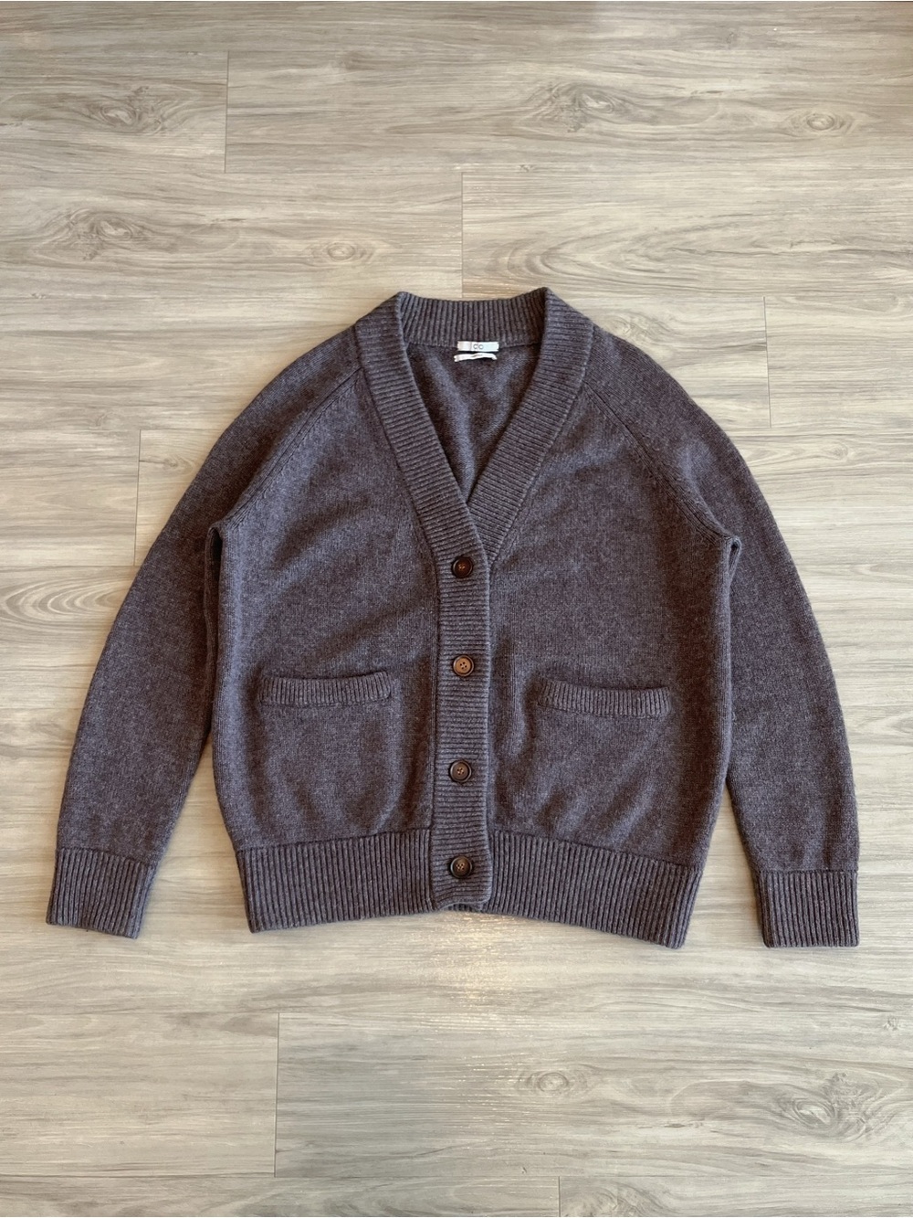 Co Collection Designer Minimalist Luxury Wool Cashmere V Neck Cardigan Sweater